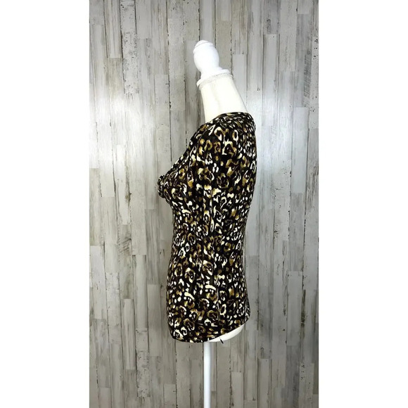 Micheal Kors Women's Small‎ Leopard Print Faux Wrap Long Sleeve V-Neck Blouse - Picture 3 of 5